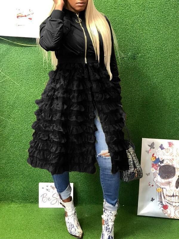 Gorgeousladie Frilled Mesh Combo Jacket