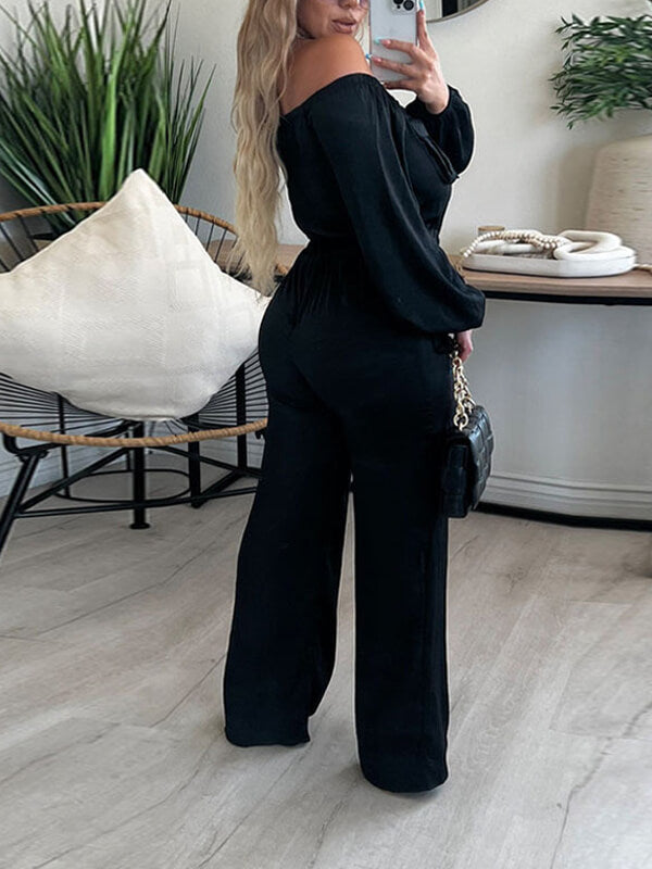 Gorgeousladie Off-Shoulder Drawstring Jumpsuit