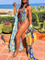 Gorgeousladie Tied One-Piece Swimsuit with Cover-up