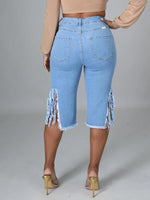 Gorgeousladie Ripped Fringe Capri Jeans