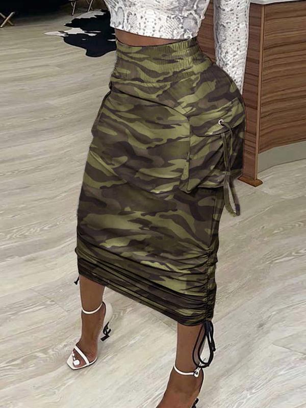 Gorgeousladie Camo Drawstring Skirt