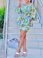 Gorgeousladie Printed Off-Shoulder Top & Shorts Set
