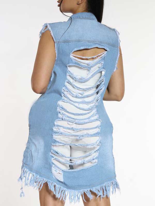 Gorgeousladie Ripped Denim Vest