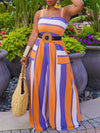 Gorgeousladie Colorblock Smocked Wide-Leg Jumpsuit