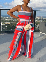Gorgeousladie Colorblock Smocked Wide-Leg Jumpsuit