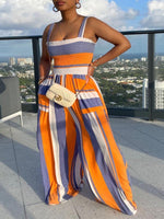 Gorgeousladie Colorblock Smocked Wide-Leg Jumpsuit