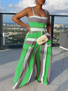 Gorgeousladie Colorblock Smocked Wide-Leg Jumpsuit