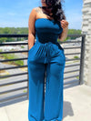 Gorgeousladie Smocked Tied Jumpsuit