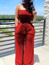 Gorgeousladie Smocked Tied Jumpsuit