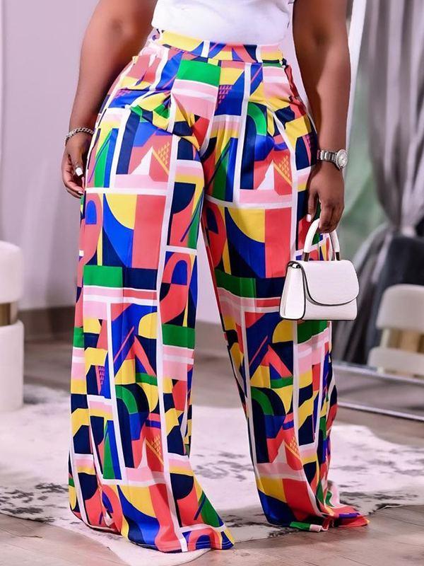 Gorgeousladie Printed Wide-Leg Pants