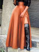 Gorgeousladie Slit Faux-Leather Skirt