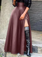 Gorgeousladie Slit Faux-Leather Skirt