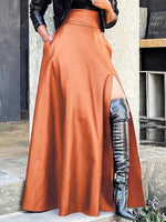 Gorgeousladie Slit Faux-Leather Skirt