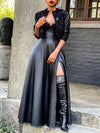 Gorgeousladie Slit Faux-Leather Skirt