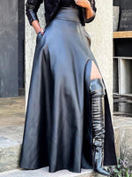 Gorgeousladie Slit Faux-Leather Skirt