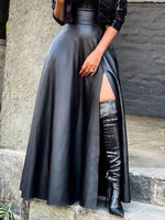 Gorgeousladie Slit Faux-Leather Skirt