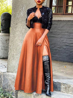 Gorgeousladie Slit Faux-Leather Skirt