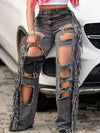 Gorgeousladie Fringe Combo Cutout Jeans