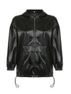 Gorgeousladie Zip-Front Faux-Leather Hoodie