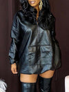 Gorgeousladie Zip-Front Faux-Leather Hoodie