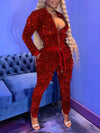 Gorgeousladie Sequin Jacket & Jogger Pants Set