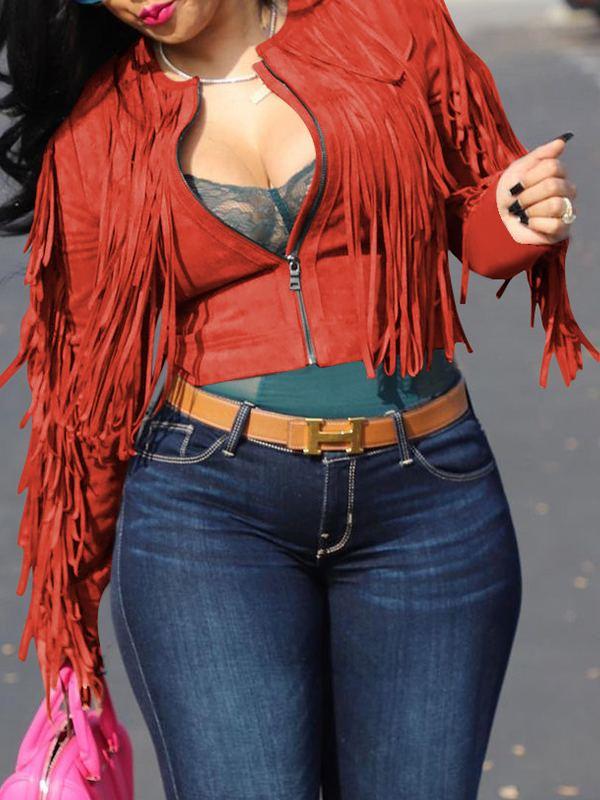 Gorgeousladie Fringe Combo Cropped Jacket