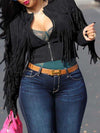 Gorgeousladie Fringe Combo Cropped Jacket