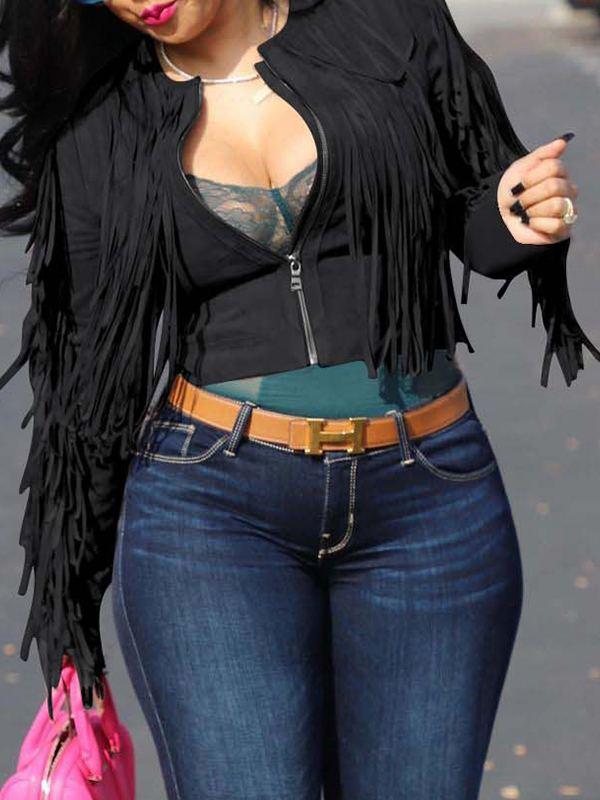 Gorgeousladie Fringe Combo Cropped Jacket