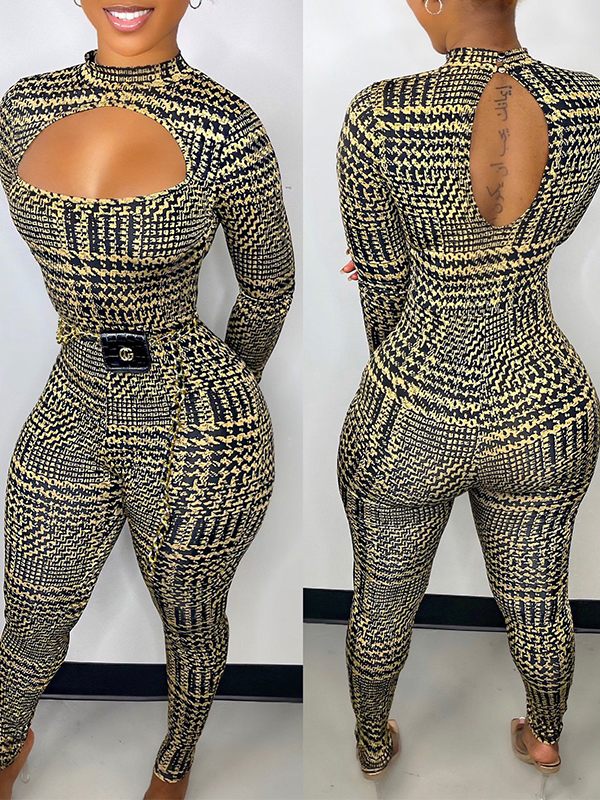 Gorgeousladie Printed Cutout Jumpsuit