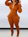 Drawstring Shirt & Ruched Pants Set