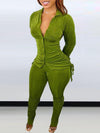 Drawstring Shirt & Ruched Pants Set
