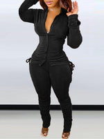 Drawstring Shirt & Ruched Pants Set