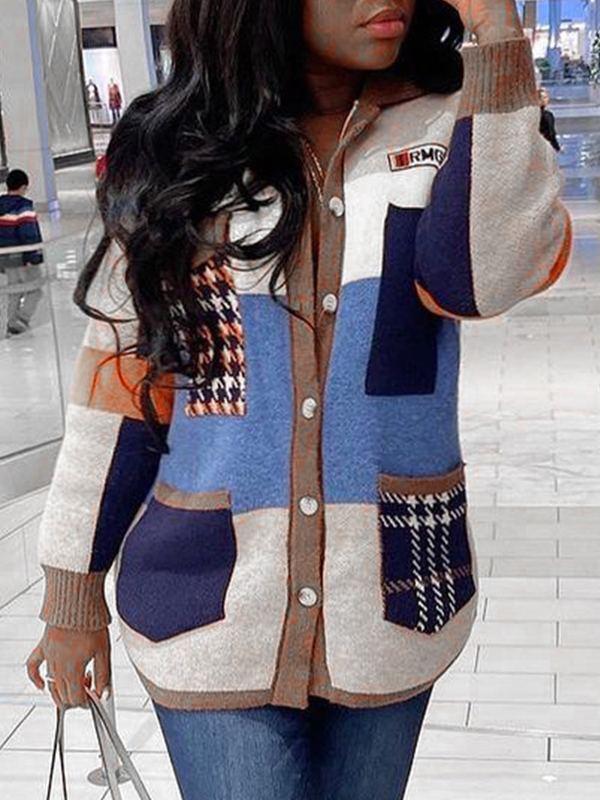 Gorgeousladie Colorblock Button-Front Cardigan