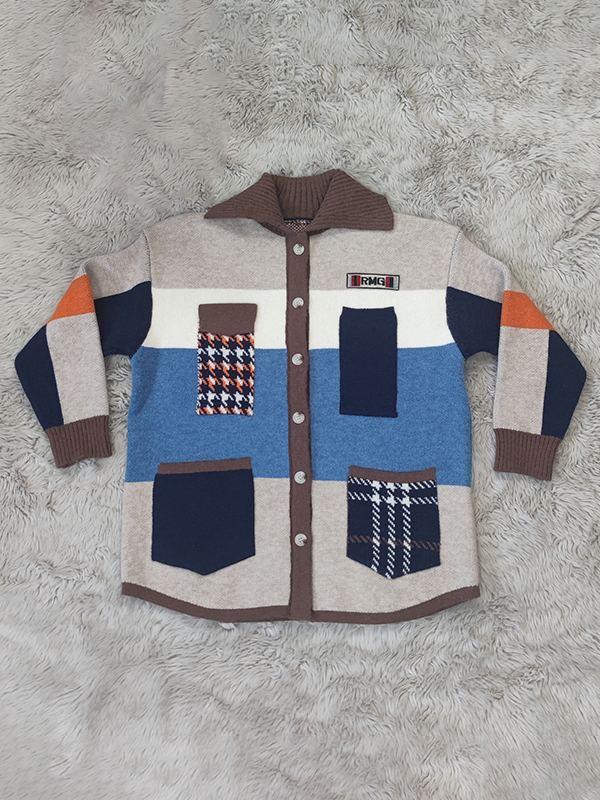 Gorgeousladie Colorblock Button-Front Cardigan