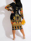 Gorgeousladie Printed Plunge Dress