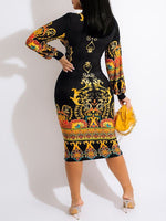 Gorgeousladie Printed Plunge Dress