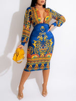 Gorgeousladie Printed Plunge Dress