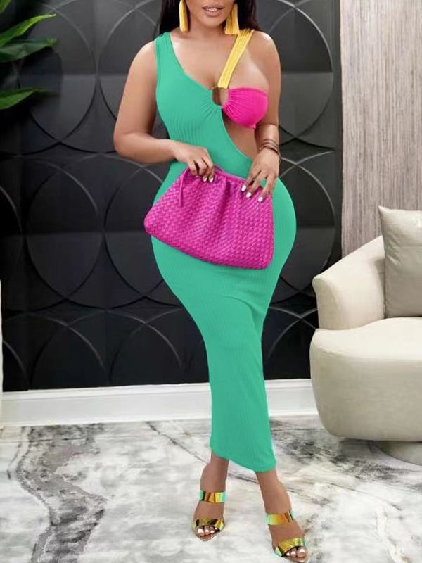 Gorgeousladie Three-Tone Ribbed Dress