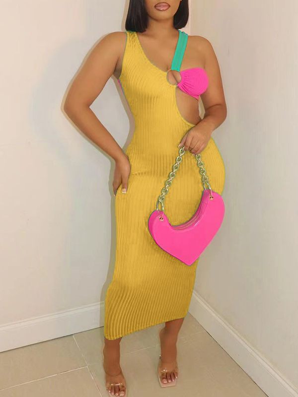 Gorgeousladie Three-Tone Ribbed Dress