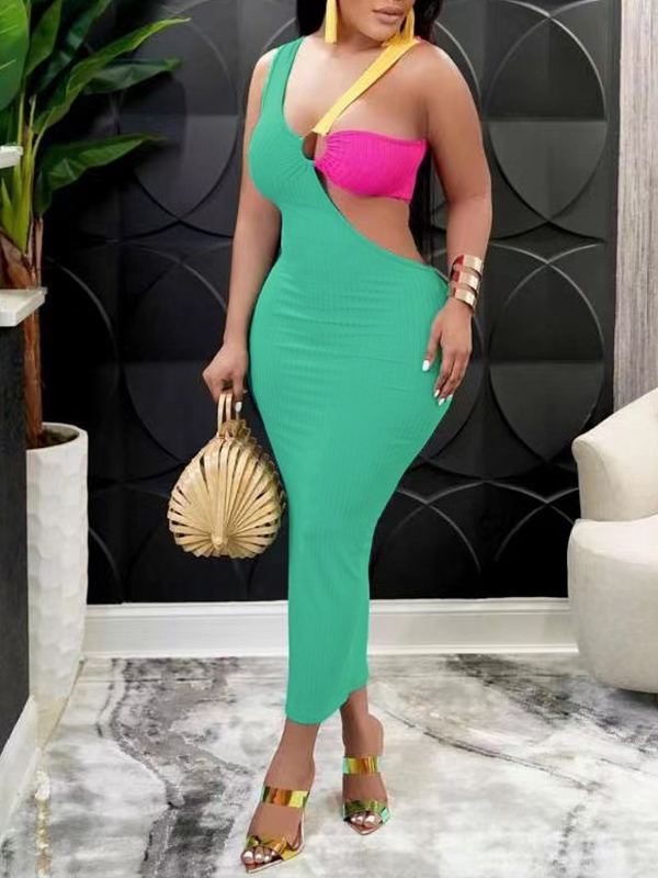 Gorgeousladie Three-Tone Ribbed Dress