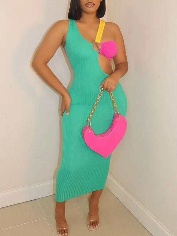 Gorgeousladie Three-Tone Ribbed Dress