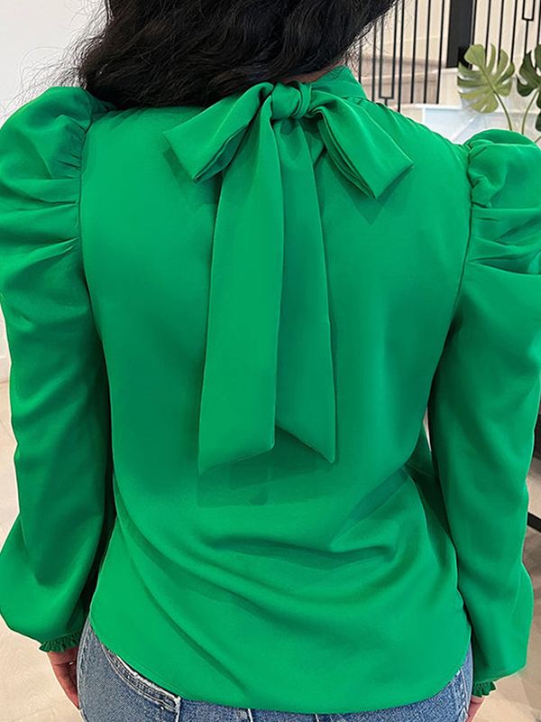 Gorgeousladie Tied-Back Puff-Sleeve Top