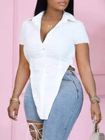 Gorgeousladie Solid Slit Shirt