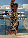 Gorgeousladie Zebra Combo Midi Dress
