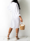 Gorgeousladie Solid Button-Front Shirt Dress