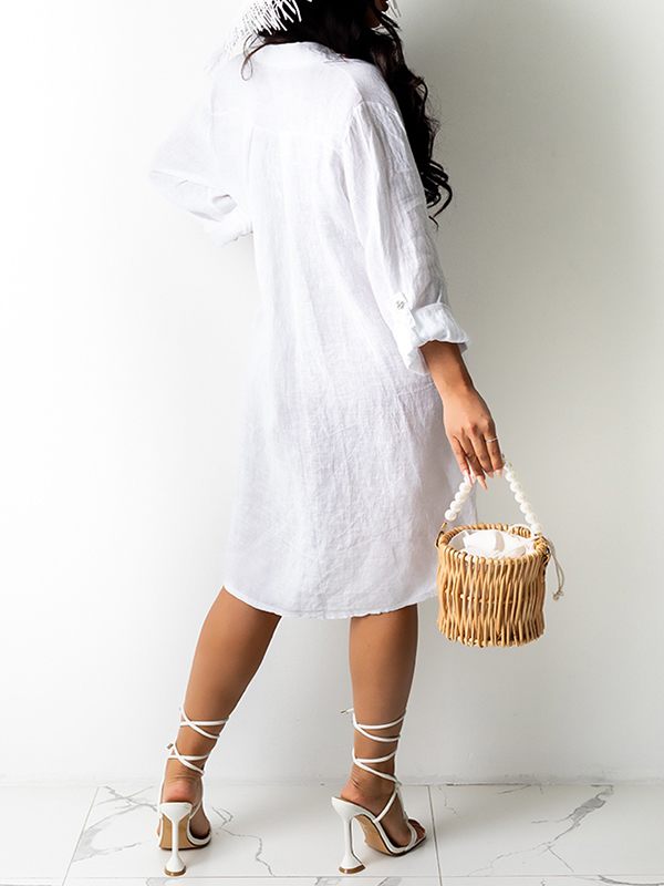 Gorgeousladie Solid Button-Front Shirt Dress