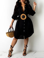 Gorgeousladie Solid Button-Front Shirt Dress