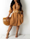 Gorgeousladie Solid Button-Front Shirt Dress