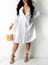 Gorgeousladie Solid Button-Front Shirt Dress