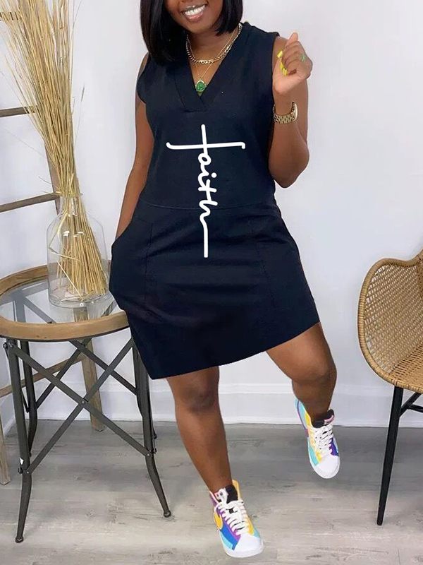 Gorgeousladie Logo V-Neck Sleeveless Dress